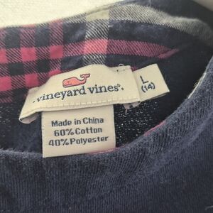 Vineyard Vines Girls Deep Blue Crewneck Sweater With Ruffle